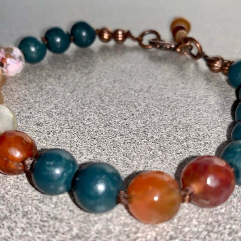 2 for $50 - "Sequoia" knotted gemstone bracelet